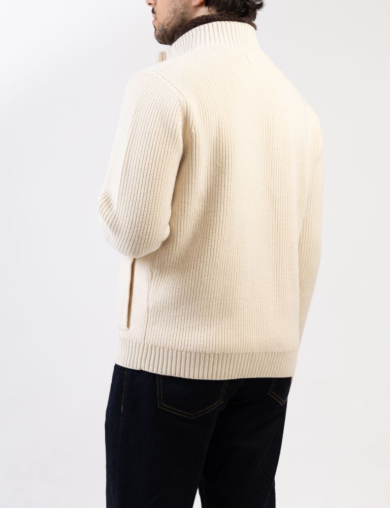 Pothiares Full Fur lined Cardigan | Navy