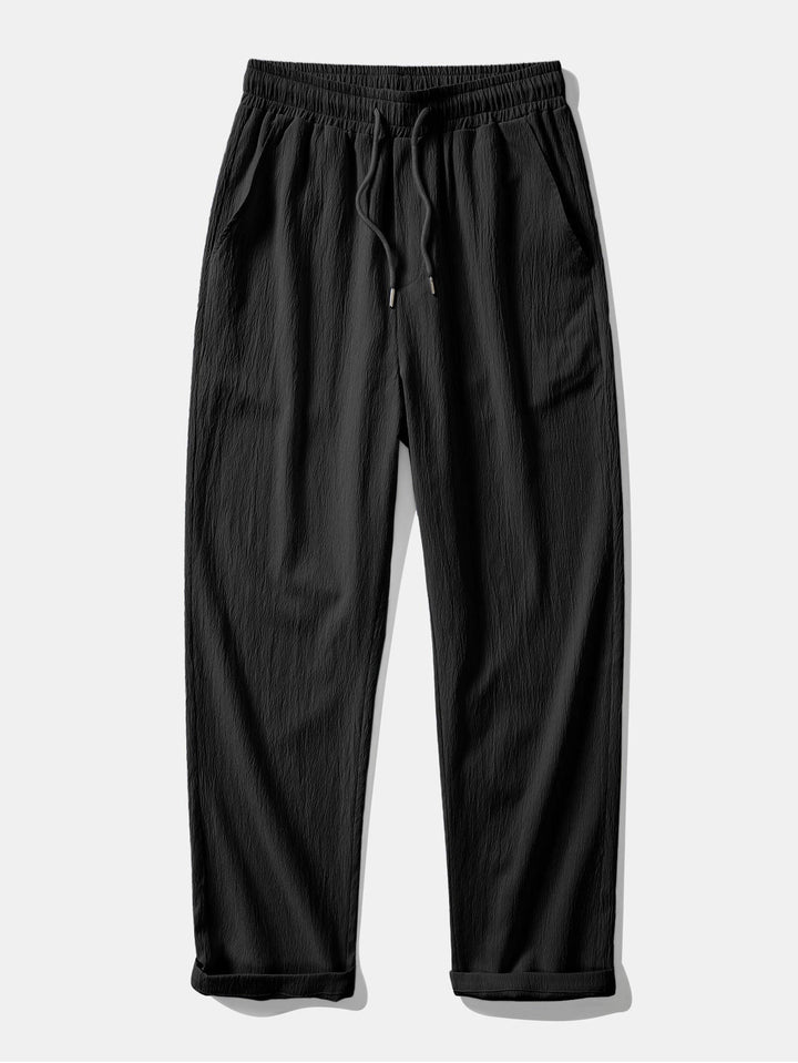 Wrinkled texture shirt & wrinkled Straight pants