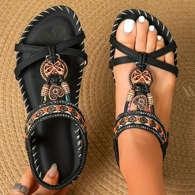 Rhinestone butterfly sandals