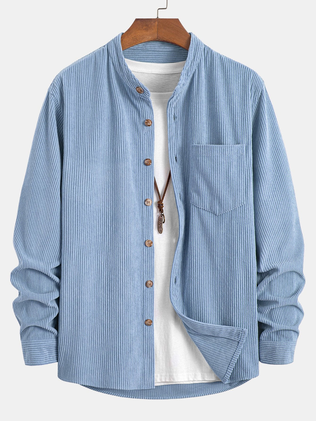 Corduroy Stand-Up Collar Shirt