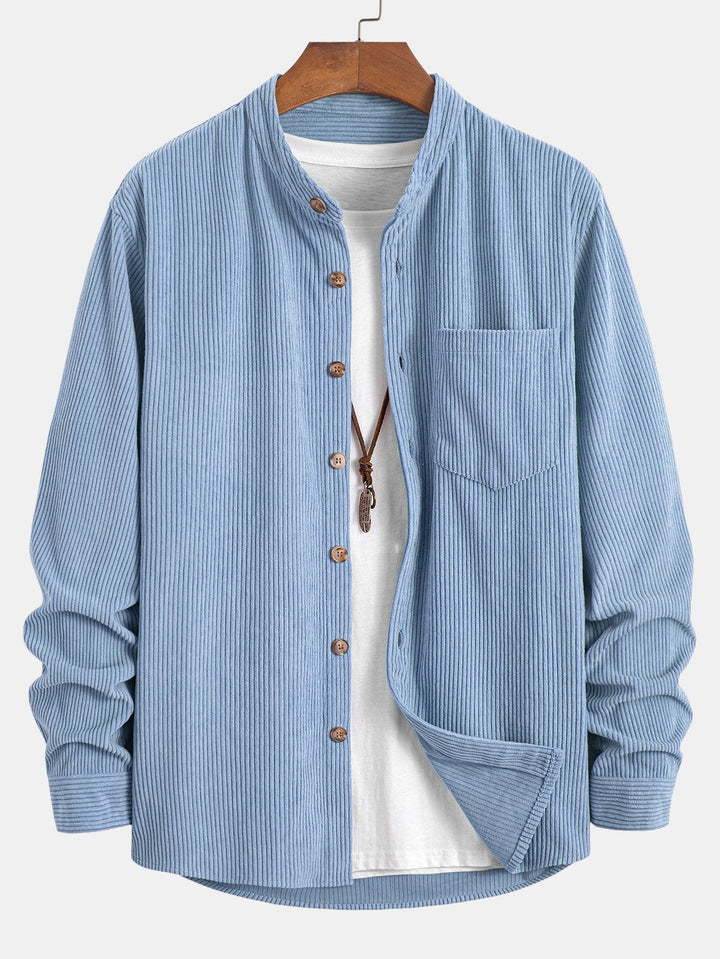 Corduroy Stand-Up Collar Shirt