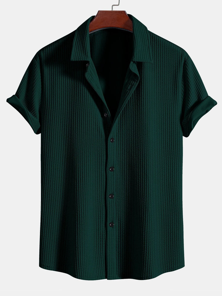 Muscle Fit Ribbed Button-Down Shirt