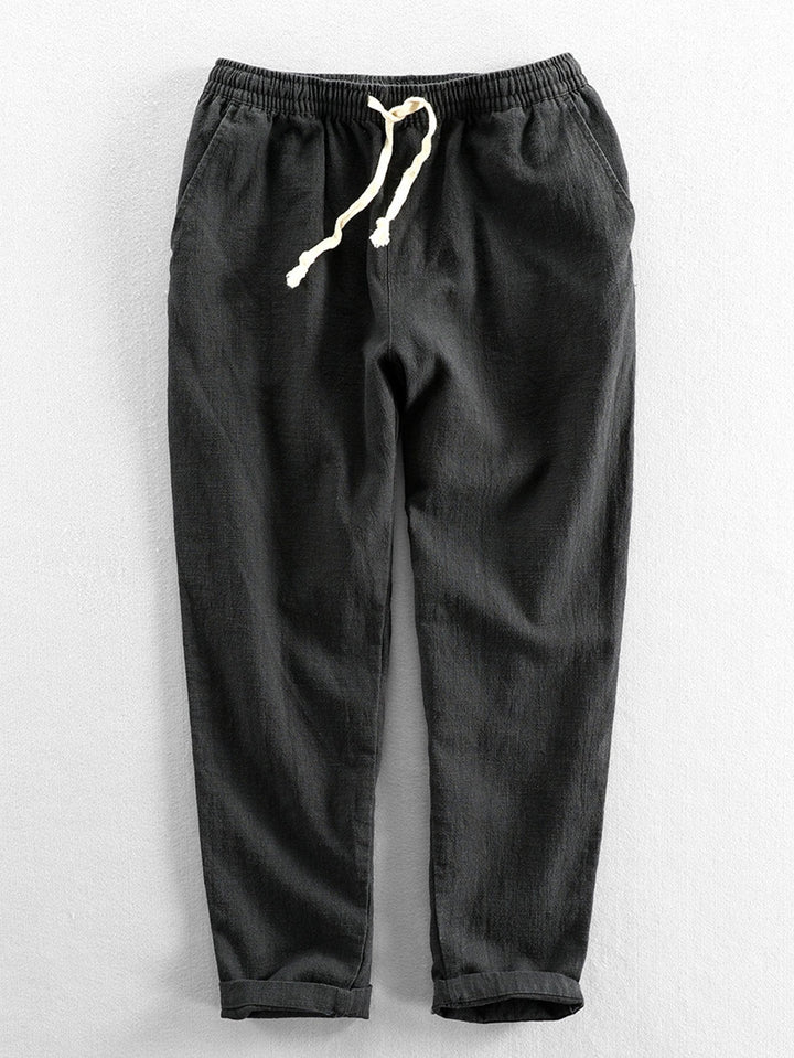 Linen Cotton Mix Cropped Pants
