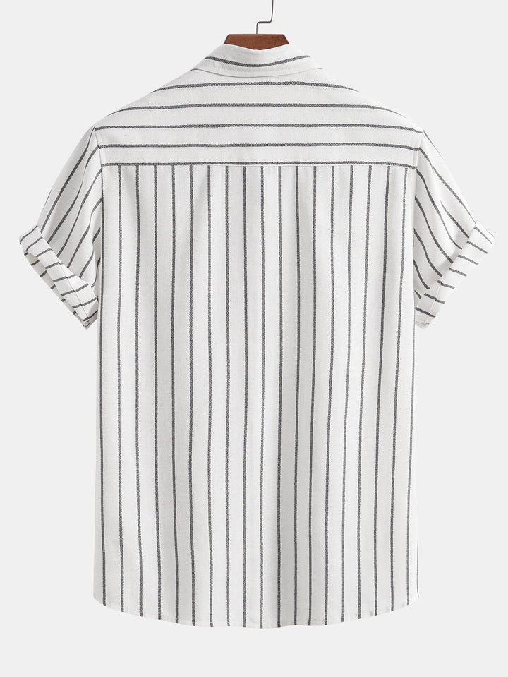 Cotton Blend Striped Button-Down Shirt