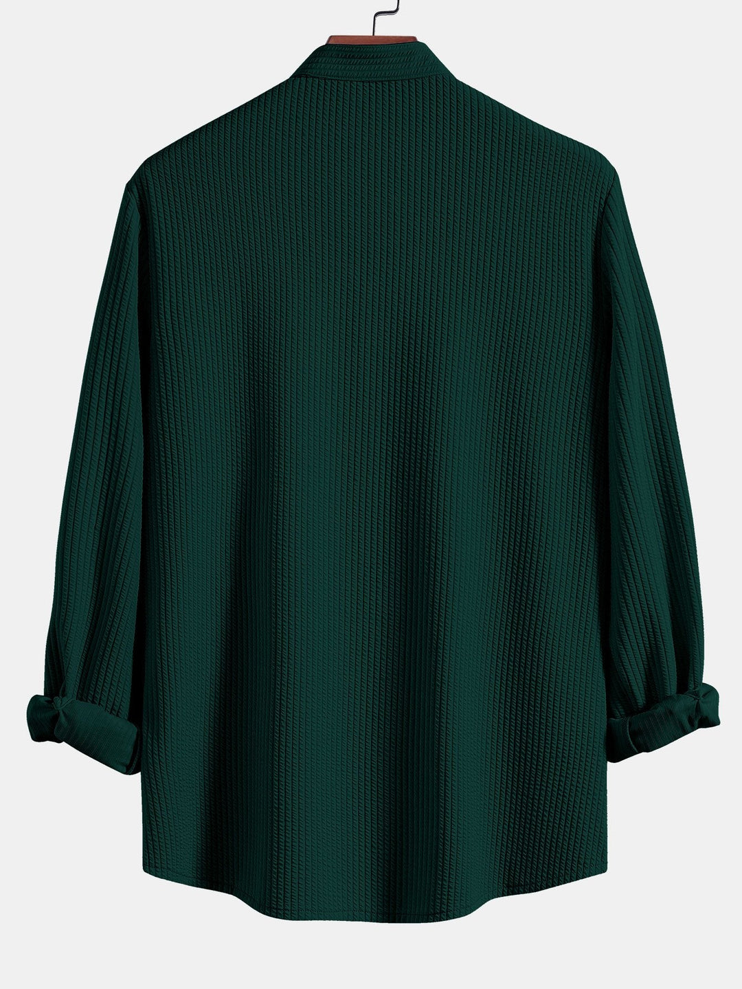 Long Sleeve Muscle Fit Ribbed Stand-Up Collar Shirt