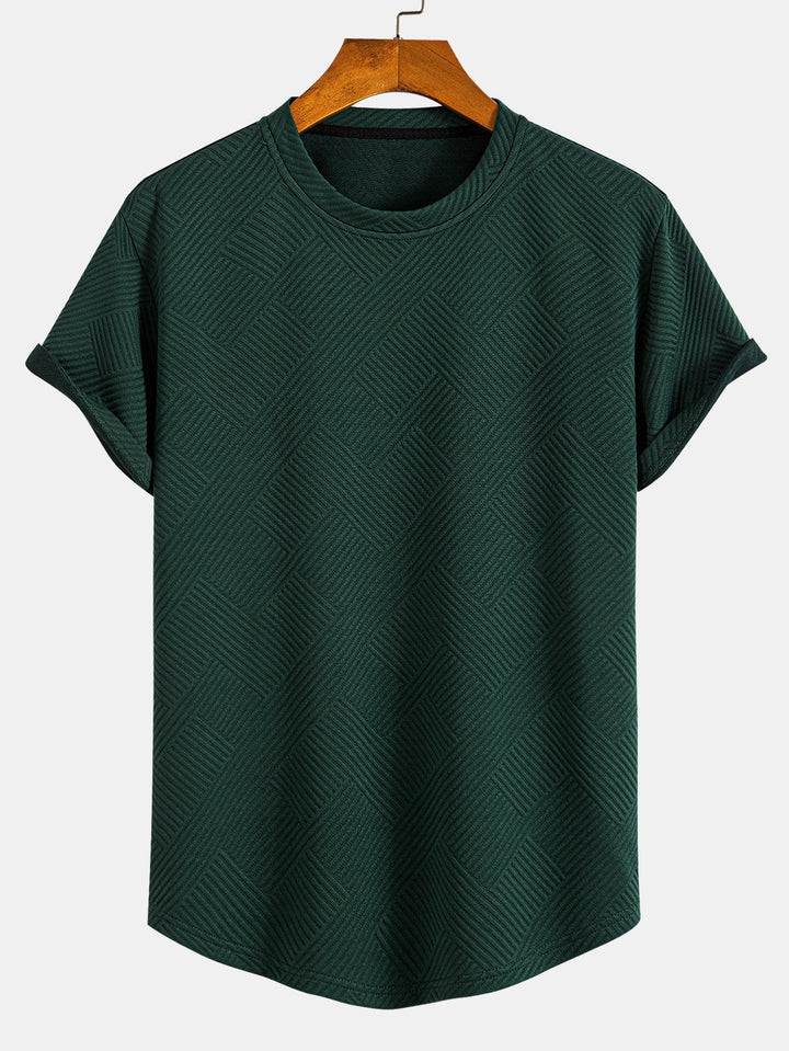 Short Sleeve Striped Jacquard Bow Hem T-Shirt