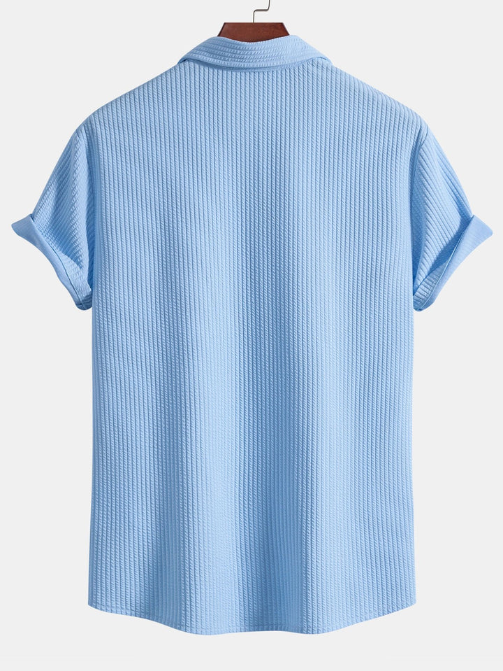 Muscle Fit Ribbed Button-Down Shirt