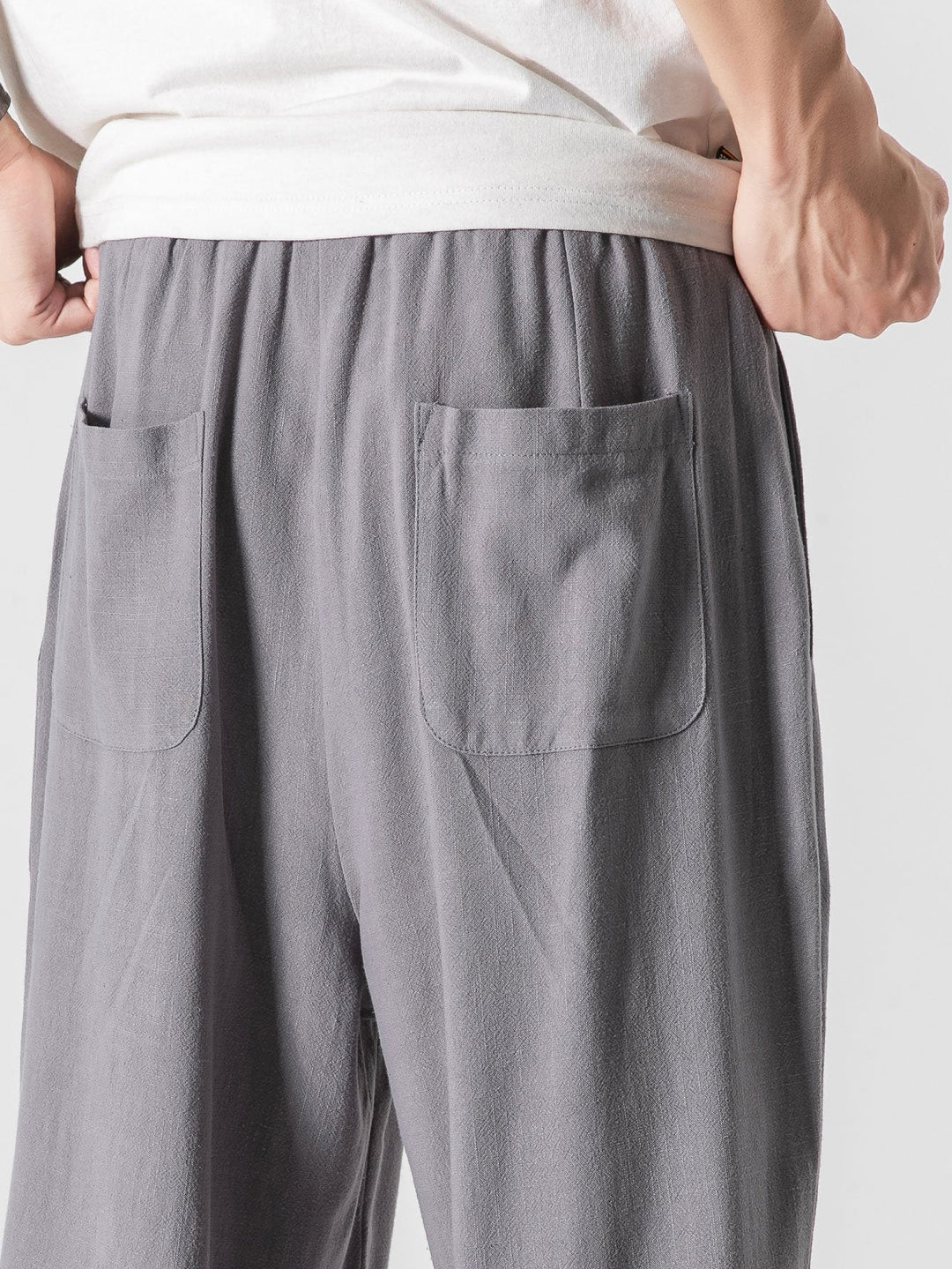Linen and Cotton Mix Relax Fit Wide Trousers