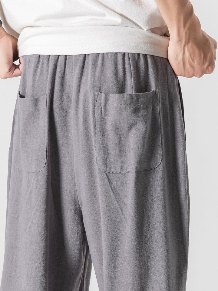 Linen and Cotton Mix Relax Fit Wide Trousers