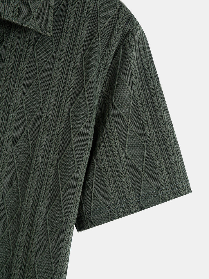 Knitted Geometric Plaid Jacquard Polo