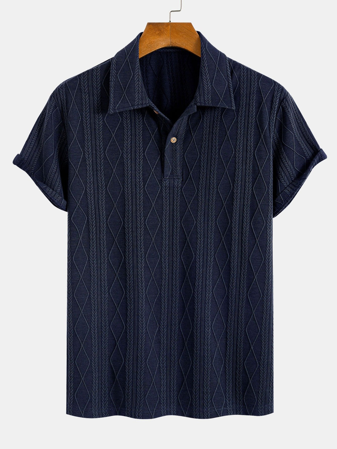 Knitted Geometric Plaid Jacquard Polo