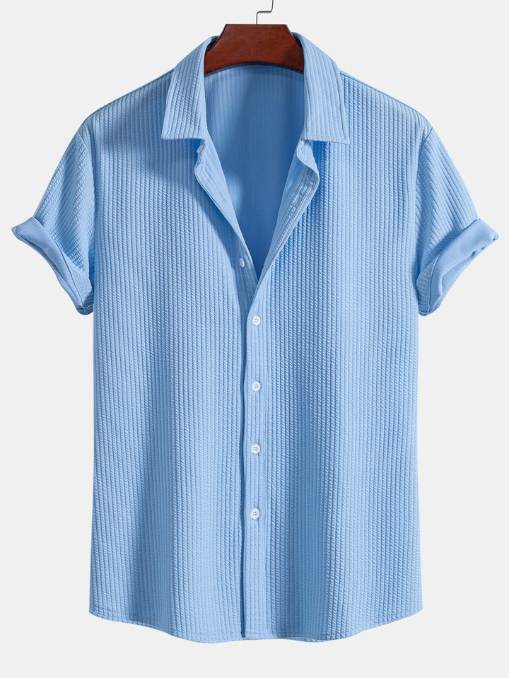 Muscle Fit Ribbed Button-Down Shirt