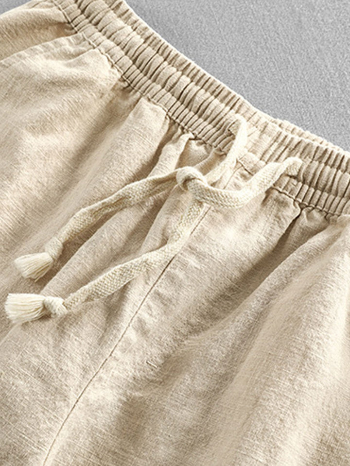 Linen Cotton Mix Cropped Pants