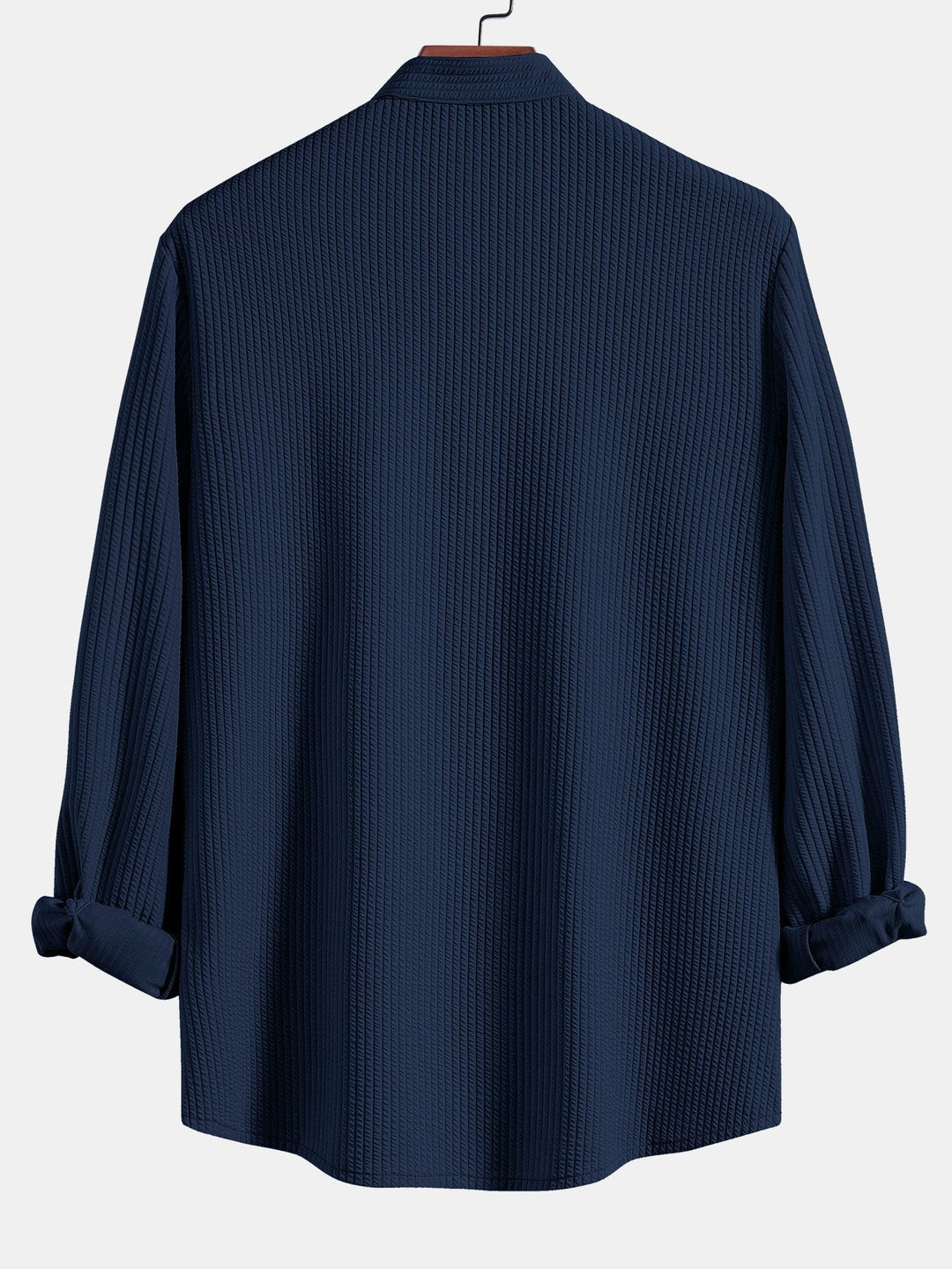 Long Sleeve Muscle Fit Ribbed Stand-Up Collar Shirt