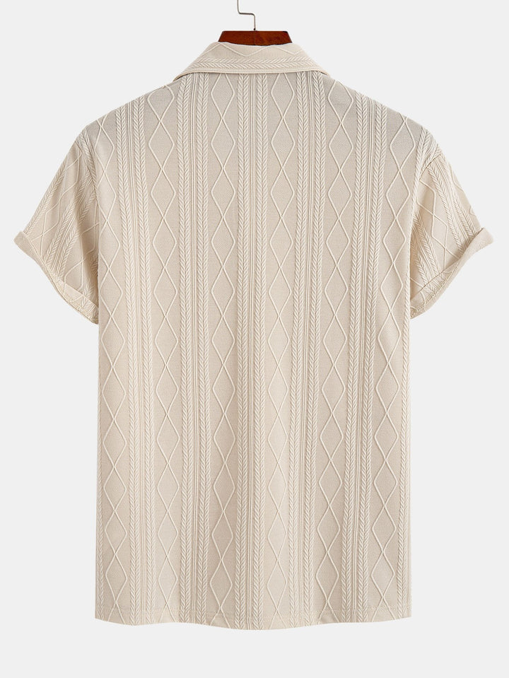 Knitted Geometric Plaid Jacquard Polo
