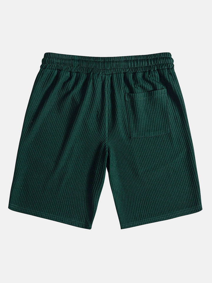 Muscle Fit Ribbed Stand-Up Collar Shirt & Shorts