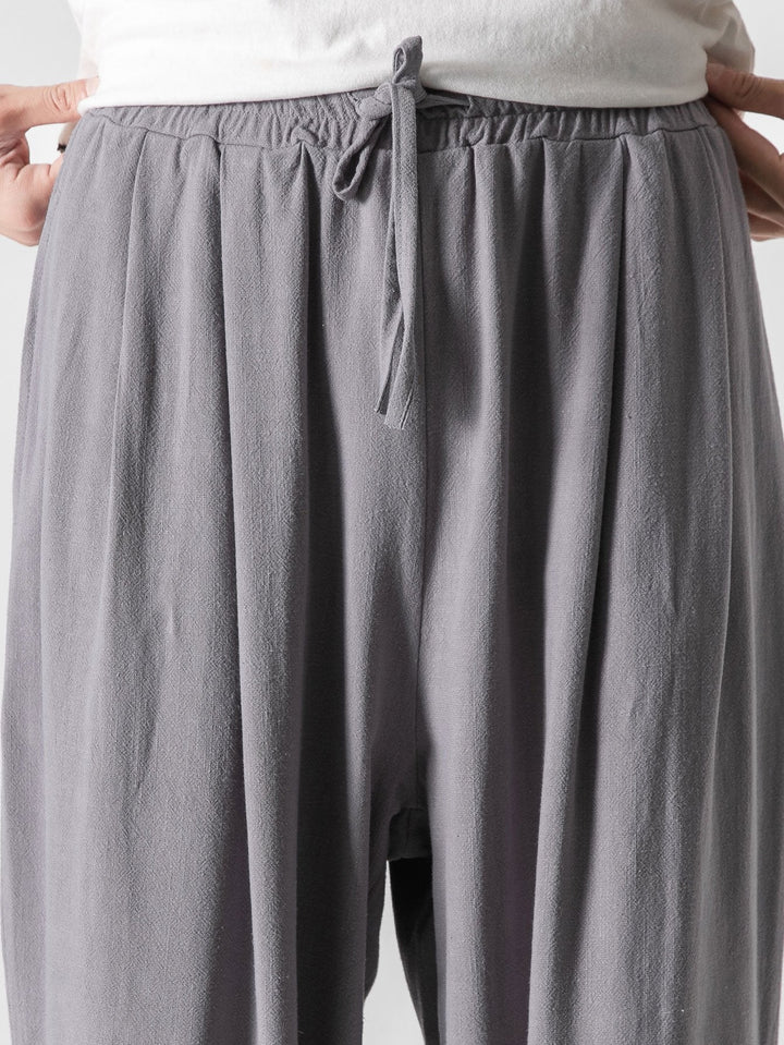 Linen and Cotton Mix Relax Fit Wide Trousers