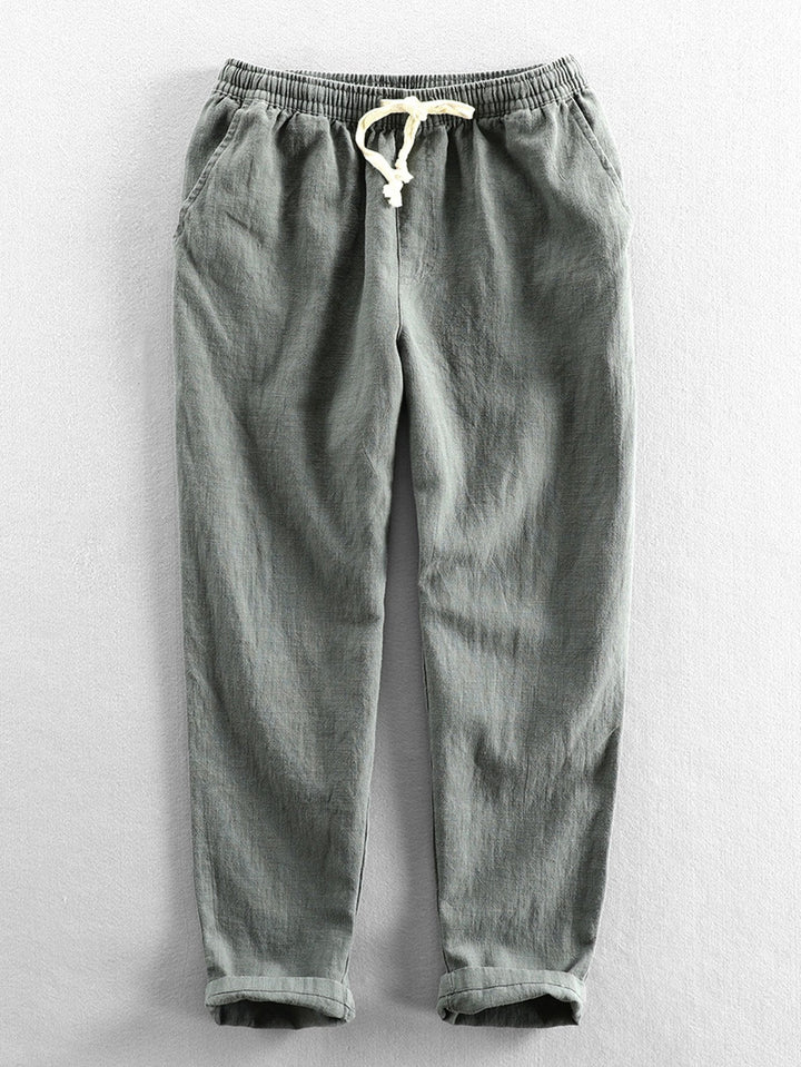 Linen Cotton Mix Cropped Pants
