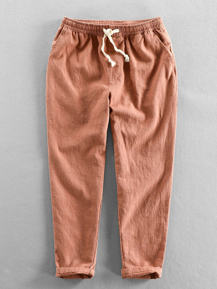 Linen Cotton Mix Cropped Pants