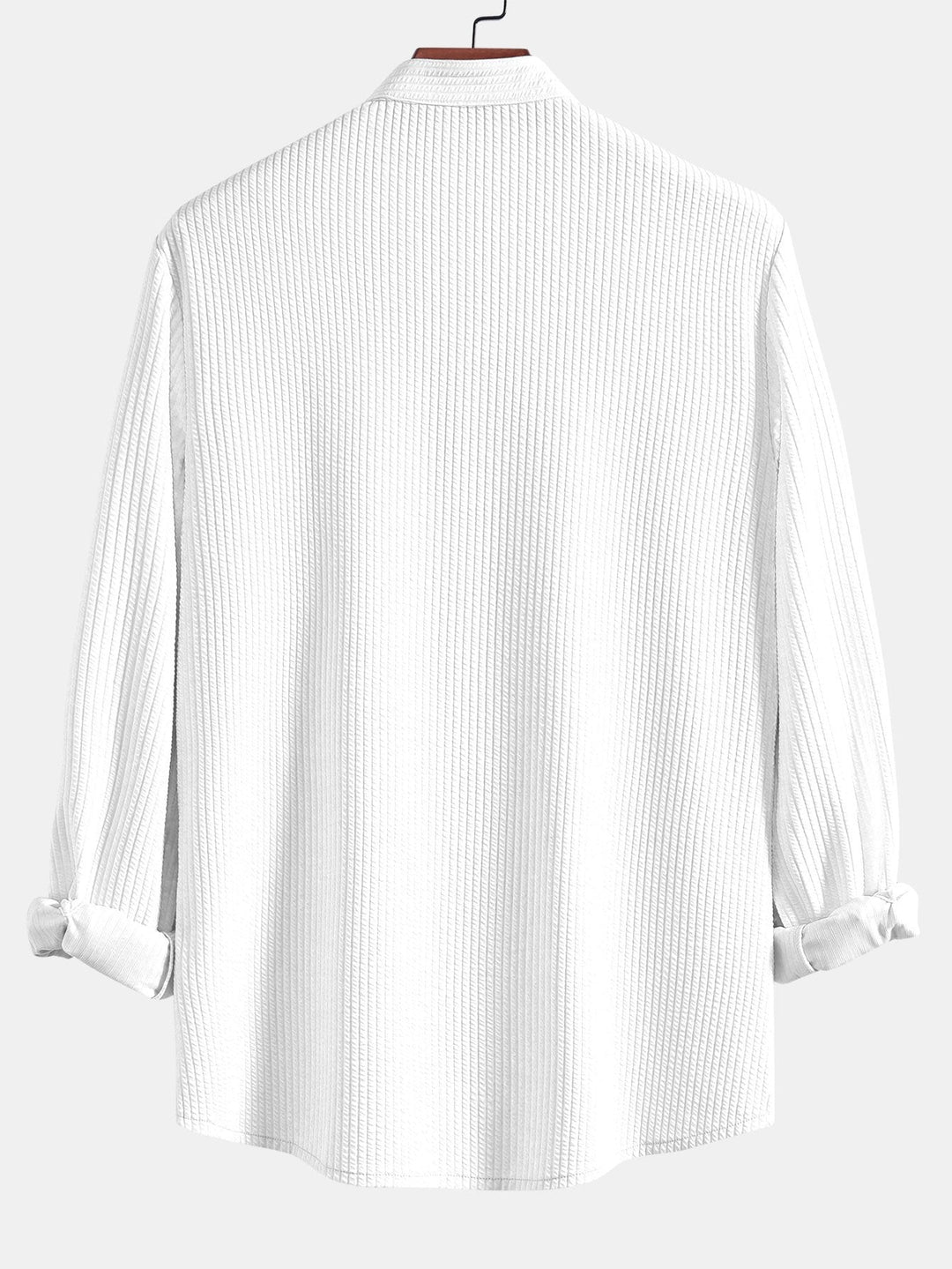Long Sleeve Muscle Fit Ribbed Stand-Up Collar Shirt
