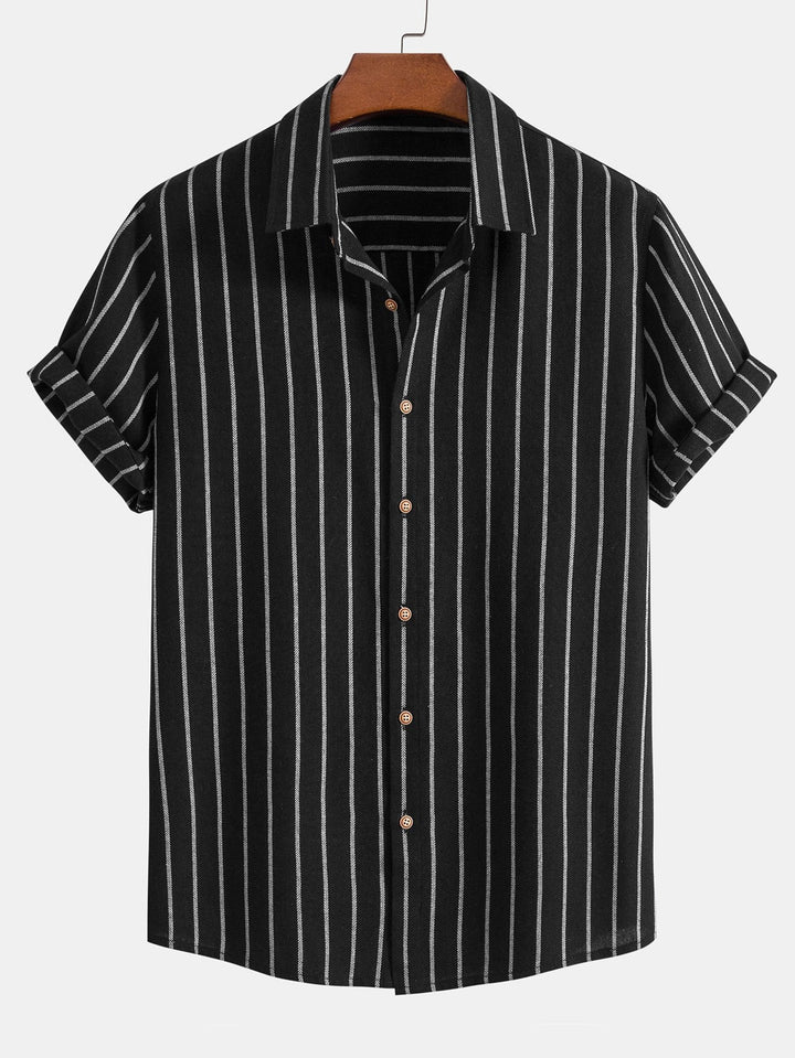 Cotton Blend Striped Button-Down Shirt