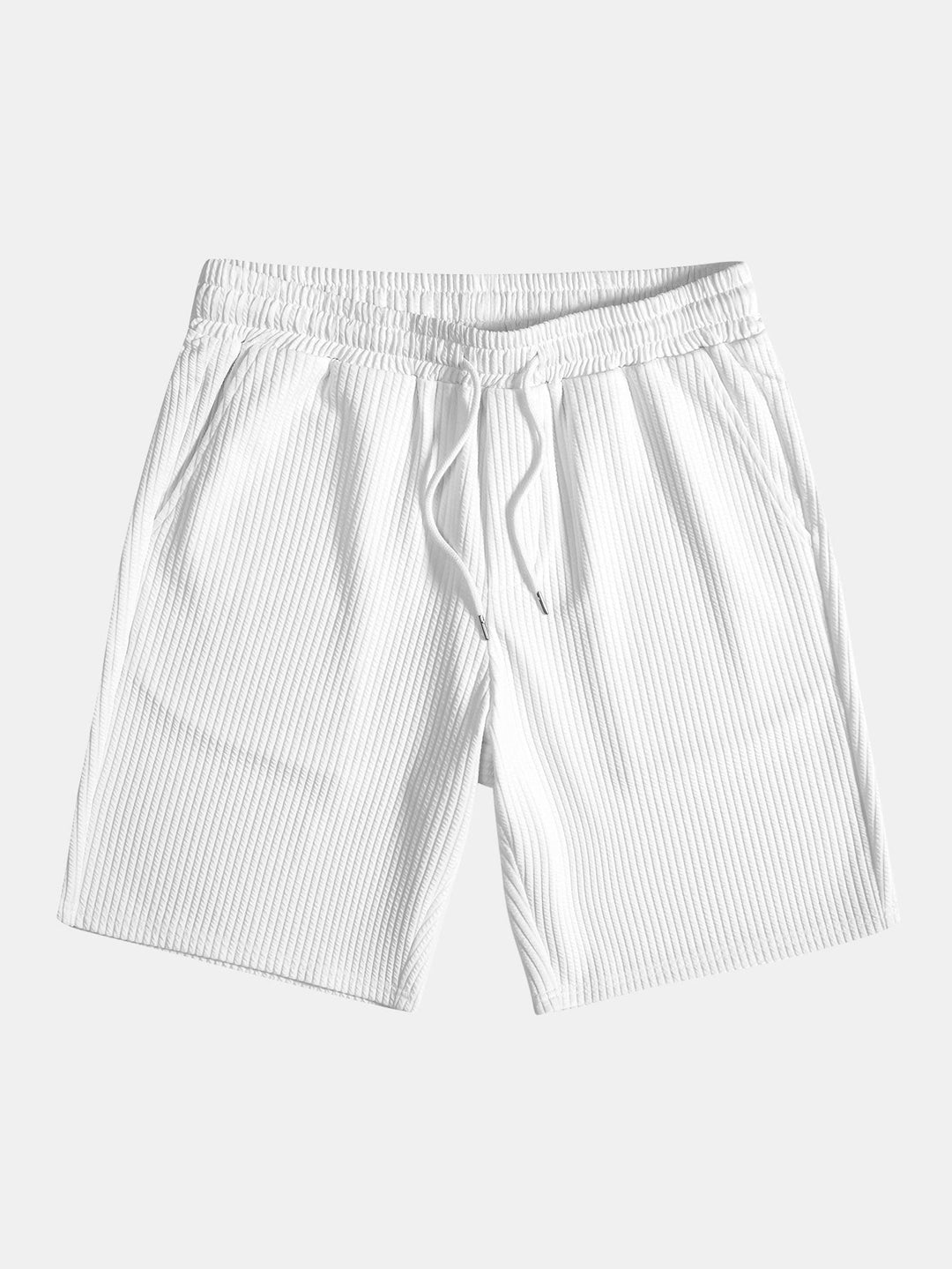 Muscle Fit Ribbed Stand-Up Collar Shirt & Shorts