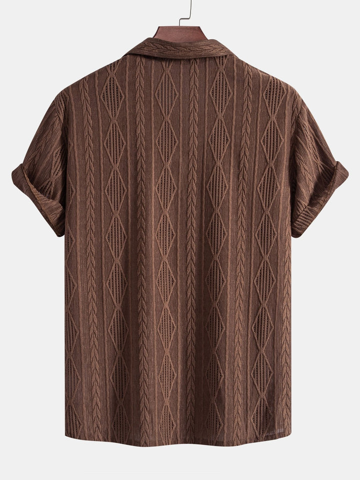 Geometric Jacquard Cuban Shirt & Straight Linen Pants