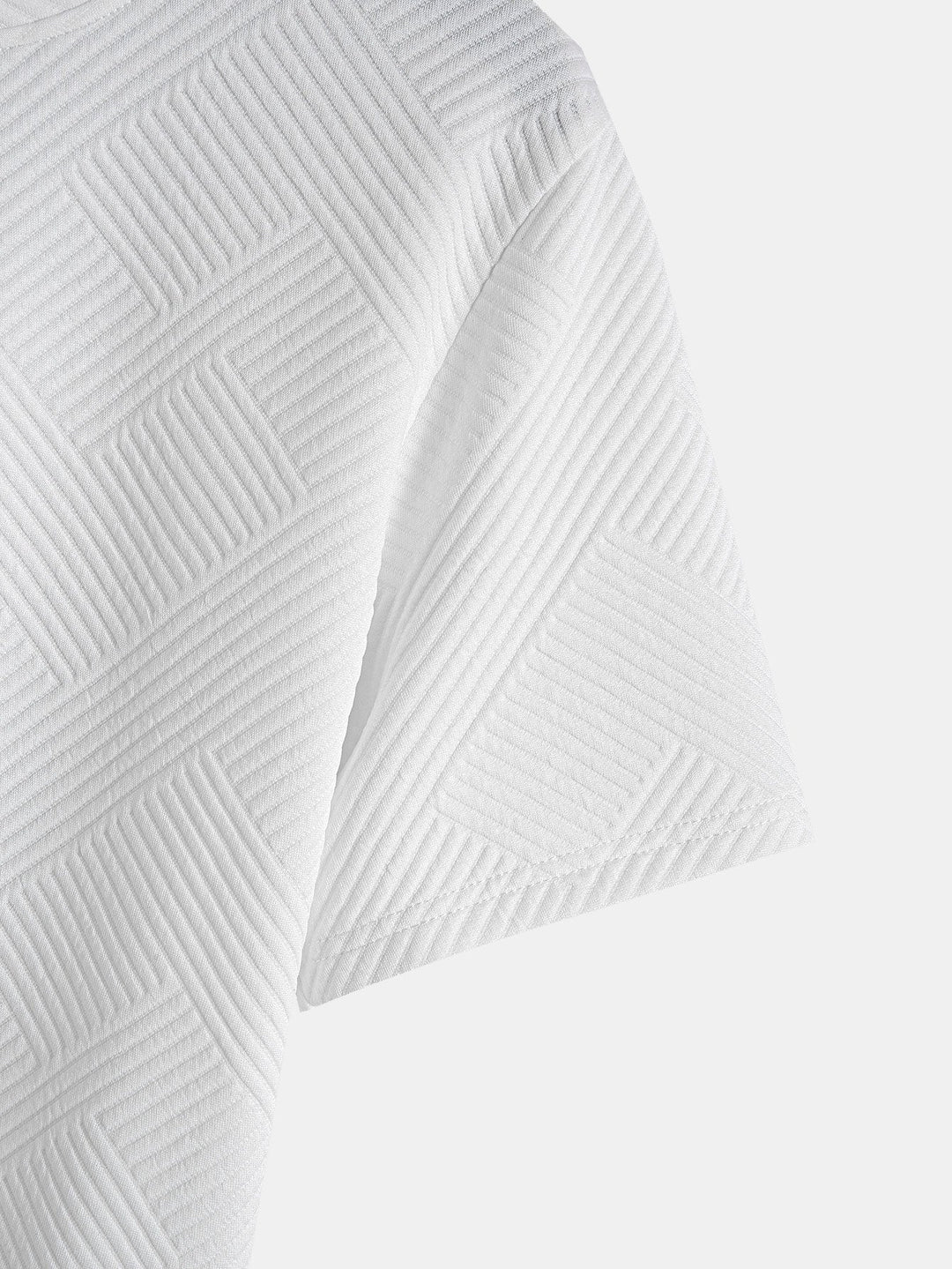 Short Sleeve Striped Jacquard Bow Hem T-Shirt