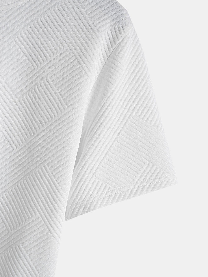 Short Sleeve Striped Jacquard Bow Hem T-Shirt