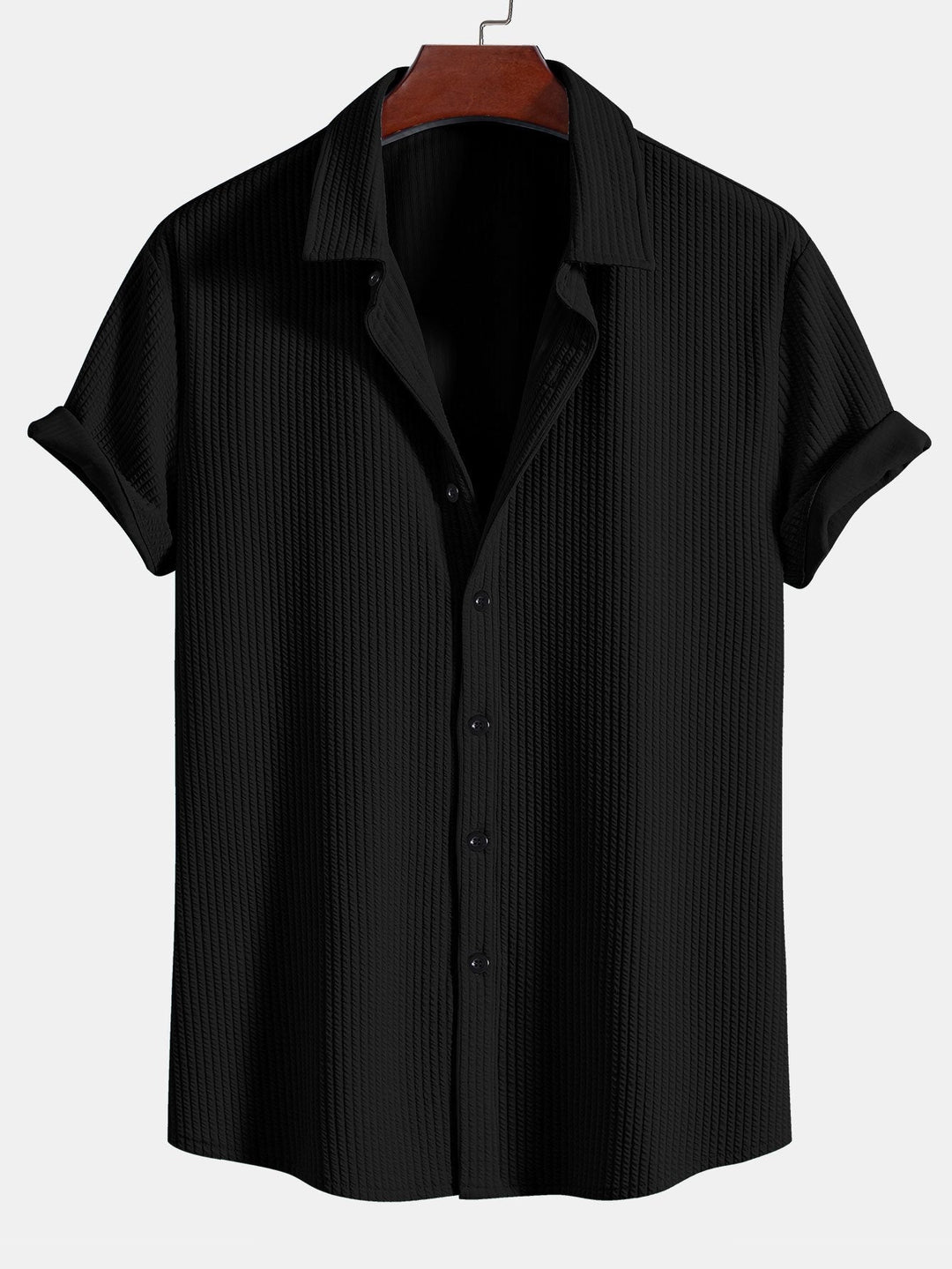 Muscle Fit Ribbed Button-Down Shirt