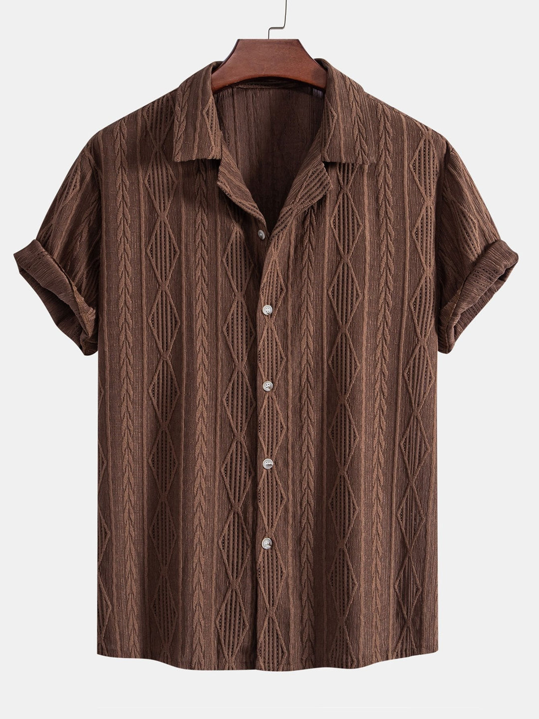 Geometric Jacquard Cuban Shirt & Straight Linen Pants