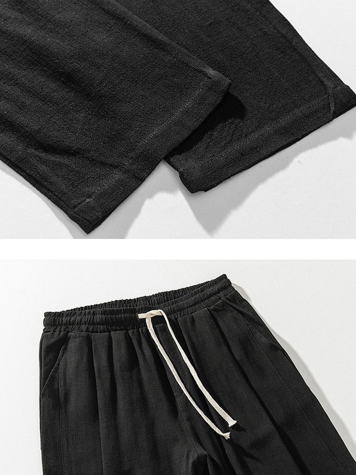 Relax Fit Linen and Cotton Blend Harem Pants