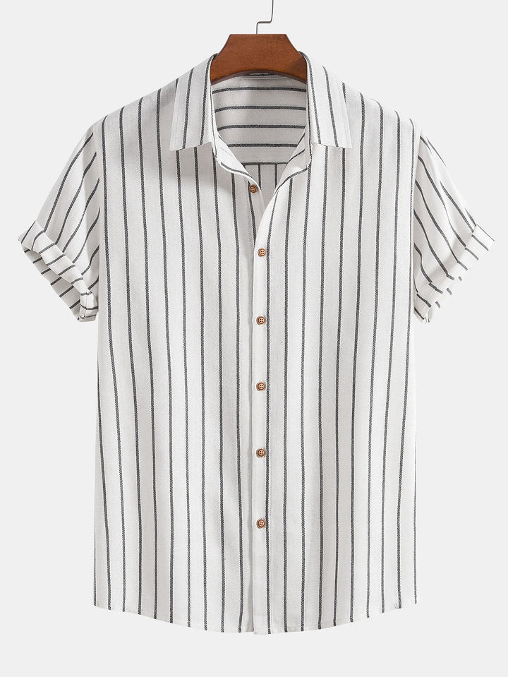 Cotton Blend Striped Button-Down Shirt