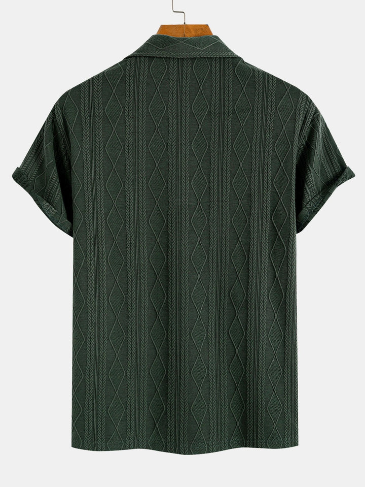 Knitted Geometric Plaid Jacquard Polo