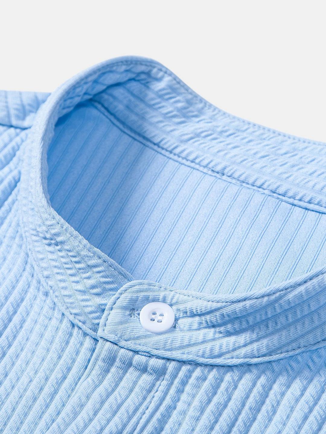 Long Sleeve Muscle Fit Ribbed Stand-Up Collar Shirt