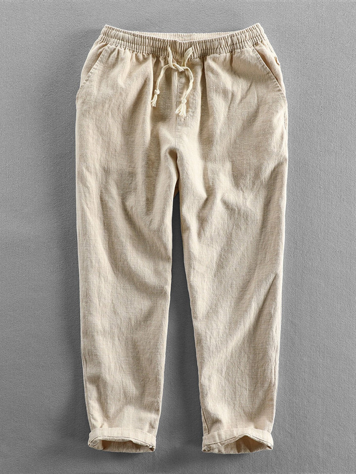 Linen Cotton Mix Cropped Pants