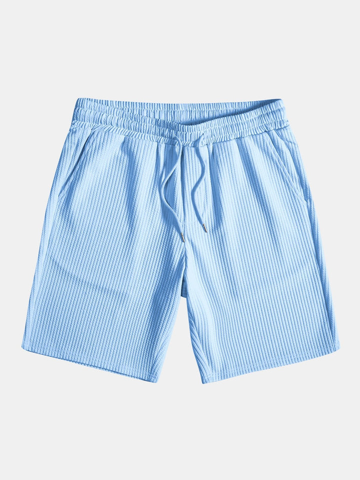 Muscle Fit Ribbed Stand-Up Collar Shirt & Shorts