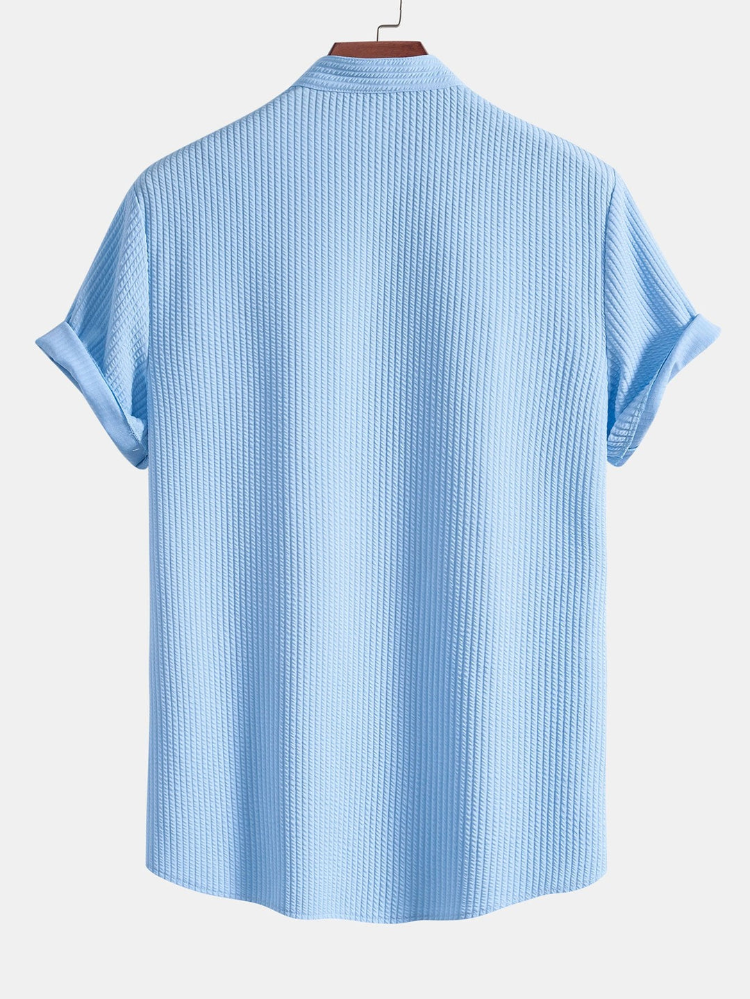 Muscle Fit Ribbed Stand-Up Collar Shirt